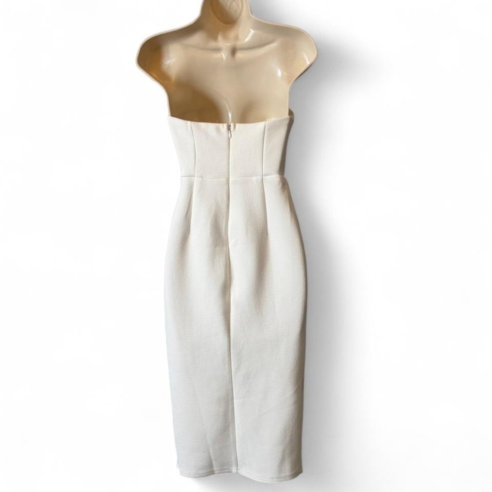 Billy J White Strapless Asymmetrical Ruffle Midi Dress, Women's Size 6 - Picture 3 of 13